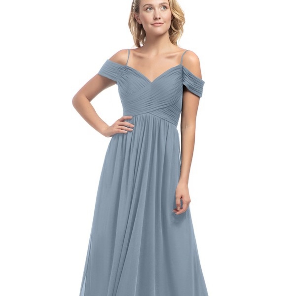 Azazie Aja Dusty Blue Dress Size 6